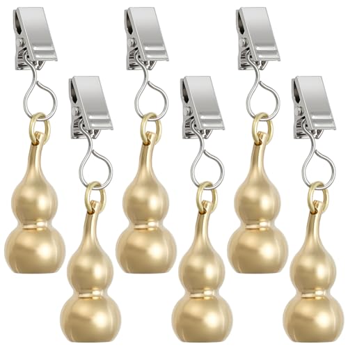 PLIGREAT 6 Stück Solid Gourd Heavy Tischdecke Gewichte, Gold Kürbis mit Metall Tischdecke Clips Tischabdeckung Gewichte für Outdoor Tisch, Vorhänge, Flagge, Dinnerparty von PLIGREAT