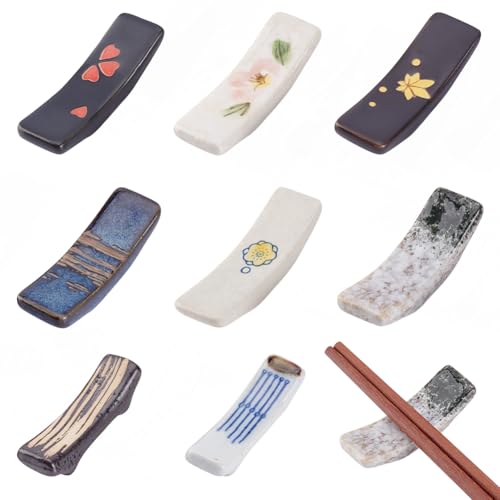 PLIGREAT 8 Stücke Japanischer Stil Essstäbchen Rest Keramik Essstäbchen Rest Rack Essstäbchen Ständer für Sushi Chinesisches Restaurant Hotel Kreativer Löffel Gabel Ständer Esszimmer Tisch Dekoration von PLIGREAT