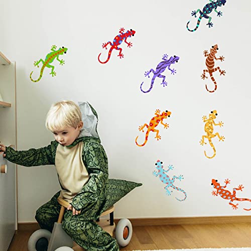 PLIGREAT 9 Stück Bunte Gecko Wandtattoos für Jungen Schlafzimmer Spielzimmer Schrank Dekoration Niedliche Cartoon-Eidechse Wandkunst Dekoration, DIY Vinyl Wandaufkleber von PLIGREAT