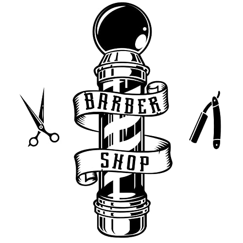 PLIGREAT Barber Shop Wandtattoos, Vinyl-Schwarz-Weiß-Wandaufkleber, Business Wall Sticker Decal Für Barbershop Wanddekoration, 70×39cm von PLIGREAT