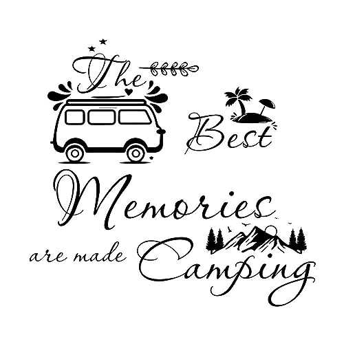 PLIGREAT Camping Zitate Wandtattoos Abnehmbare Vinyl Peel und Stick Wandaufkleber für Camper Van Caravan Camping Liebhaber Schlafzimmer Dekoration Sommer Campsite Cabin Lakehouse Wall Art Decor von PLIGREAT