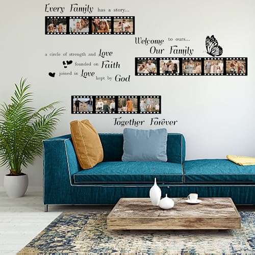 PLIGREAT Familie Fotorahmen Dekor Wandaufkleber Für 13 Pcs Bilder Familie Inspirierende Zitate Wand Dekor Family Story Wandaufkleber für Wohnzimmer Schlafzimmer Größere Größe Diy Wandkunst Dekor von PLIGREAT