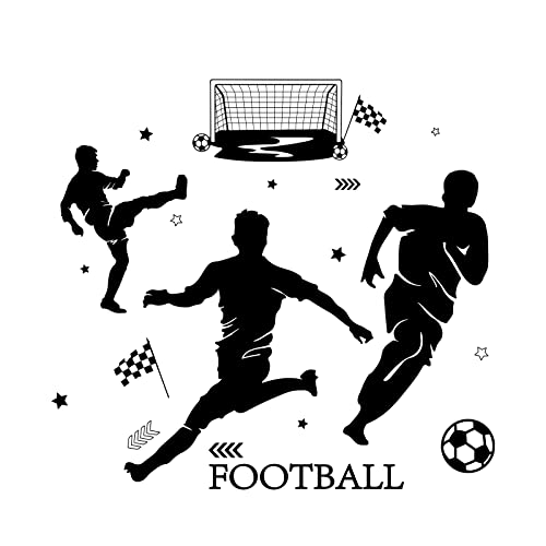 PLIGREAT Fußball Wandtattoo Fußballspieler Wandabziehbilder Sport Silhouette Vinyl Wandkunst Wandaufkleber für Fußballliebhaber Jungen Zimmer Wohnzimmer Schlafzimmer Teens Geschenk von PLIGREAT