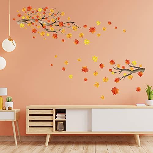 PLIGREAT Herbst Blätter Wandtattoo, bunte Herbst Blatt Wandtattoo, Ahorn Blätter Wandtattoo Peel Stick Abnehmbare Wandkunst Dekoration für Kinderzimmer Schlafzimmer Wohnzimmer Büro Speicher Wandbild von PLIGREAT