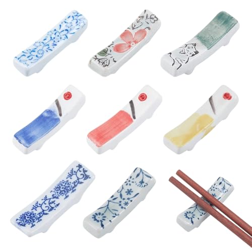 PLIGREAT Keramik-Essstäbchenablage im japanischen Stil, Essstäbchenablage für kreative Löffel, Gabel, Ständer, Esszimmer, Tischdekoration, 8 Stück von PLIGREAT