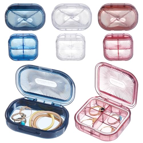 PLIGREAT Kleine tragbare Reise-Kunststoff-Box, 2 Größen, Reise-Organizer, Aufbewahrungsbehälter, Flosser-Spender für Wattestäbchen, Haargummis, Zubehör, Pillen, 6 Stück von PLIGREAT