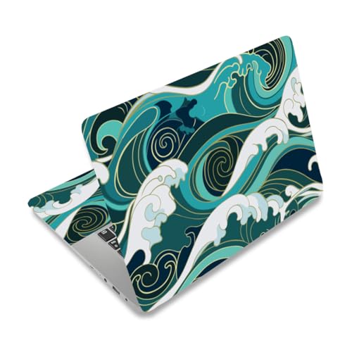 PLIGREAT Laptop Aufkleber Mit Grünen Wellen Wiederverwendbar Netbook Aufkleber Vinyl Aufkleber Für Laptops Tastaturabdeckung Universelle Wasserdichte Laptophülle Schutzfolie 12" 13" 13.3" 14" 15 Zoll von PLIGREAT