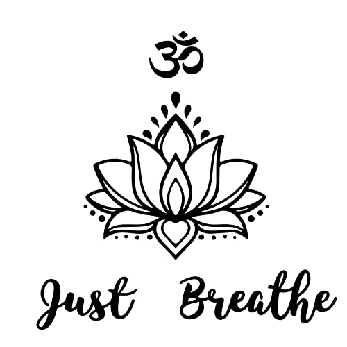 PLIGREAT Lotus Wandtattoos Abnehmbare DIY Wandtattoos Om Symbol Wanddekoration für Badezimmer Yoga Studio Schlafzimmer Home Wandkunst Dekation Meditation Wandbilder, einfach atmen Zitate Aufkleber von PLIGREAT