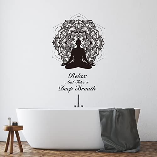 PLIGREAT Lotusblume Wandtattoo Yoga-Silhouette Wandkunst Vinyl Wandaufkleber Meditation Wanddeko Aufkleber für Badezimmer Yoga-Studio Schlafzimmer Heim Décor von PLIGREAT