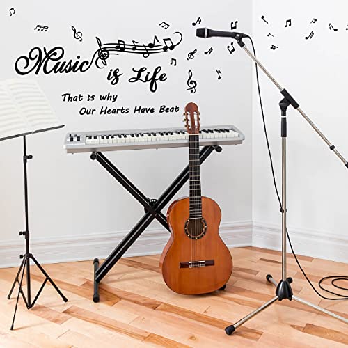 PLIGREAT Musik ist Leben Zitate Wandaufkleber, Musik Notations Wandaufkleber für Kinderzimmer Schlafzimmer Wohnzimmer Wanddekorationen Home Indoor Wandkunst Dekor Fenster Dekor von PLIGREAT