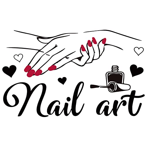 PLIGREAT Nail Art Wandtattoo Vinyl Mode Nagelstudio Wandaufkleber für Mädchen Frauen Schlafzimmer Wanddekor Kosmetik Schönheitssalon Innendekor Kunst Wandsticker von PLIGREAT