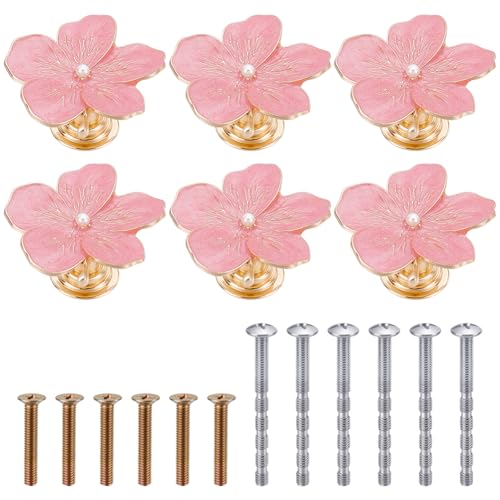 PLIGREAT Schubladengriffe in Blütenblattform, Zinklegierung, mit 12 Befestigungsschrauben, dekorative Griffe für Kommode, Küche, Schrank, Tür, Möbel, 6 Stück PLIGREAT Schubladengriffe in Blütenblattform, Zinklegierung, mit 12 Befestigungsschrauben, dekorative Griffe für Kommode, Küche, Schrank, Tür, Möbel, 6 Stück von PLIGREAT