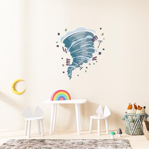 PLIGREAT Tornado Wandtattoo Abnehmbare Vinyl Peel and Stick Wandaufkleber für Herrenschlafzimmer Schlafsaal Keller Wohnzimmer Wanddekoration Home Indoor DIY Wandkunst Dekor von PLIGREAT