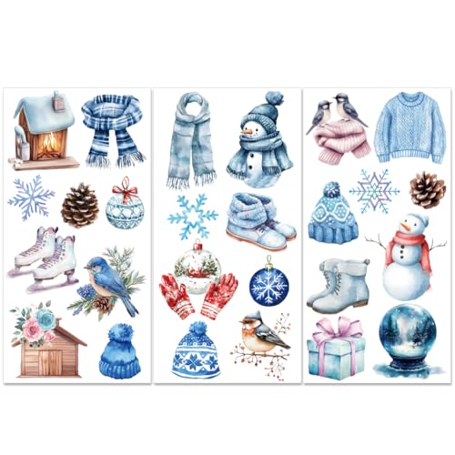 PLIGREAT Winter Elemente reiben auf Möbel Transfers Schneemann Kristallkugel Weihnachten Stil reiben auf Aufkleber für Kunsthandwerk Keramik DIY Umschlag Scrapbook dekorative UV Transfer Aufkleber von PLIGREAT