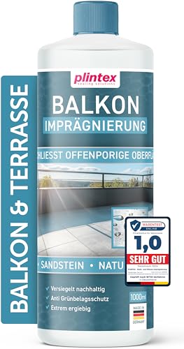 PLINTEX® [1L] Balkonimprägnierung Außen & Innen I Balkon Imprägnierung universell anwendbar I Naturstein, Steinplatten, Pflasterstein I Steinversiegelung von PLINTEX