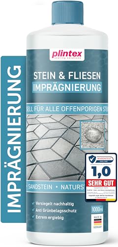 PLINTEX® Steinimprägnierung Außen & Innen 1 L für ca 12m² - Universelle Fassaden & Stein Imprägnierung für Naturstein, Beton, Granit & Pflasterstein - Stein-Versiegelung von PLINTEX
