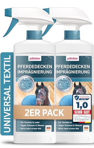 PLINTEX® Pferdedecken Imprägnierspray 2x580ml schonend & geruchsfrei - Pferdedecke Imprägnierung Spray für Outdoordecke, Regendecke & Zubehör - Pferd Decken Imprägnierspray von PLINTEX