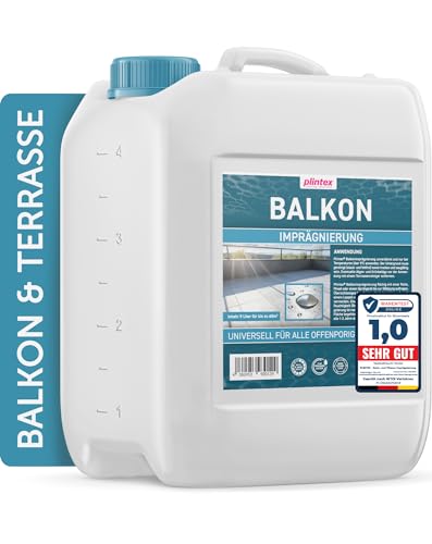 PLINTEX® [5L] Balkonimprägnierung Außen & Innen I Balkon Imprägnierung universell anwendbar I Naturstein, Steinplatten, Pflasterstein I Steinversiegelung von PLINTEX
