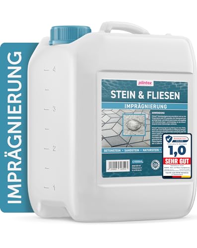PLINTEX® Steinimprägnierung Außen & Innen 5 L für ca 60m² - Universelle Fassaden & Stein Imprägnierung für Naturstein, Beton, Granit & Pflasterstein - Stein-Versiegelung von PLINTEX