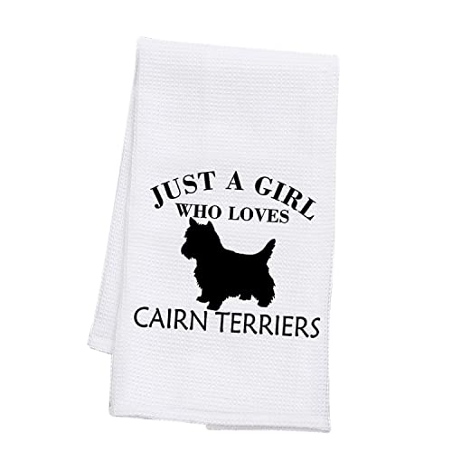 PLITI Cairn Terrier Geschenk für Frauen Lustiges Cairn Hund Mutter Hund Besitzer Geschenk Just a Girl Who Loves Cairn Terrier Küchentuch (Mädchenliebhaber, Cairn Terrier, TWU) von PLITI