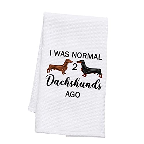 PLITI Dackel Küchentücher Dackel Besitzer Geschenk I was Normal 2 Dackel Ago Dackel Liebhaber Geschenk Wiener Hund Mutter Geschenk (Zwei Dackel TWU) von PLITI