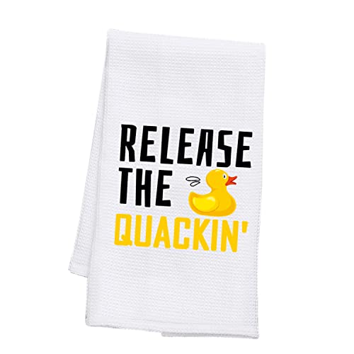 PLITI Duck Gifts For Duck Lover Küchentuch Entenbesitzer Geschenk Release The Quackin' Funny Duck Dish Towel (release the quackin TWU) von PLITI
