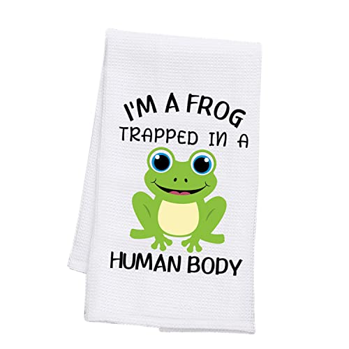 PLITI Frosch-Geschenke für Frosch-Liebhaber, lustige Frosch-Küchentücher "I'm a Frog", gefangen in einem menschlichen Körper, Geschenk für Tierliebhaber, Geschenk (Frosch TWU) von PLITI