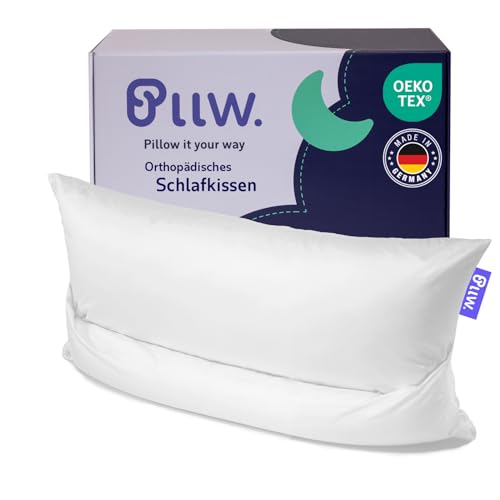 PLLW. Orthopädisches Nackenkissen 40x60 I Kopfkissen Nackenschmerzen mit beweglicher Nackenrolle I Ergonomisches Seitenschläferkissen mit Bezug I Individuell füllbares Nackenstützkissen I Öko Tex 100 von PLLW.