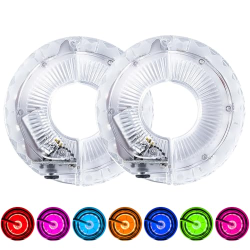 PLLYPE 2 Stück LED Kinder Licht, USB Wiederaufladbar Speichenlichter, IP65 wasserdichte, LED mit 7 Farben 18 Lichtmodi für Smart Induction Kinderzubehör von PLLYPE
