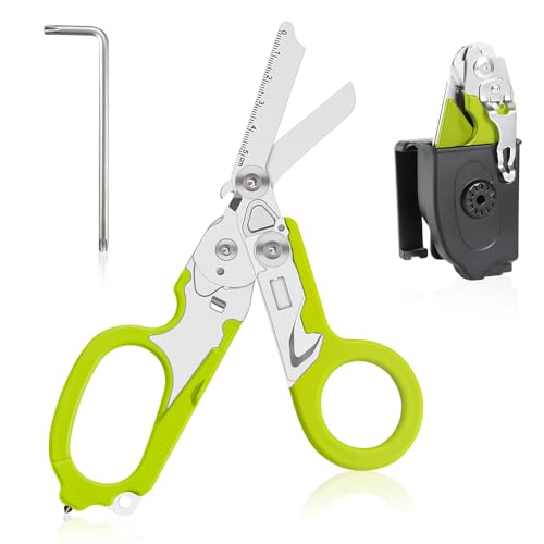 PLLYPE 6 in 1 Rettungsschere, Rettungsdienst Schere, Raptor Response Notfallschere, Rettungsdienst Schere, Emergency Shears mit Strap Cutter, Glass Breaker Faltbare Scherenzange für Camping im Freien von PLLYPE
