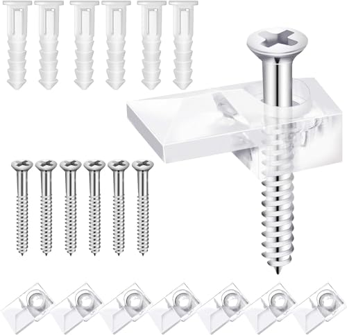PLMMOUT 20 Stück Spiegelhalter-Clips, Kunststoff-Spiegelhalter-Clips, Spiegel-Clips mit Schraube und Anker, Spiegel-Aufhängeset zur Befestigung von Spiegeln,Spiegelaufhänger für die Wand PLMMOUT 20 Stück Spiegelhalter-Clips, Kunststoff-Spiegelhalter-Clips, Spiegel-Clips mit Schraube und Anker, Spiegel-Aufhängeset zur Befestigung von Spiegeln,Spiegelaufhänger für die Wand von PLMMOUT