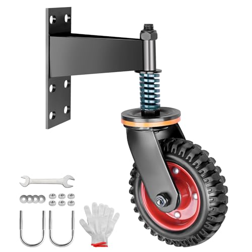 200mm Federbelastete Torrollen mit Federung – 360° Drehbar Tor Räder Torlaufrolle – Rad mit Robuster Federung – Ideal für Holztore, Gartentore & Zäune – Schwerlast-Torrollen – Bis 250kg Tragkraft von PLODAXE