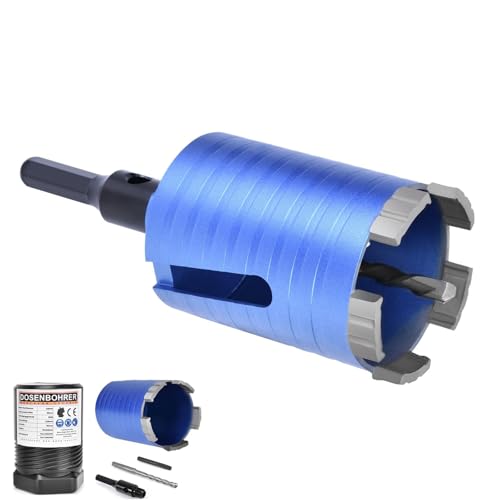 Diamant-Bohrkrone DM 68 mm, M16 Turbo Dosensenker Kernbohrkrone mit 6-Kant [Segmenthöhe 10mm, 5 Segmente, Nutzlänge 70mm, Max. 2200 UPM] Trocken Dosen-Bohrer für Beton, Mauerwerk, Stein, Glas, Fliese von PLODAXE