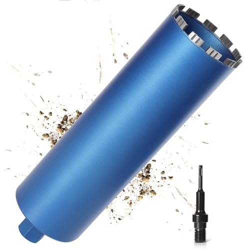 L460mm Diamantbohrkrone | 1¼ UNC | ⌀ 150mm für Kernbohrgeräte | SDS PLUS Adapter | 10mm Segement mit Turbo | Kernbohrkrone Kernbohrer Nassbohrkrone Trockenbohrkrone für Beton Mauerwerk Stein Granit von PLODAXE