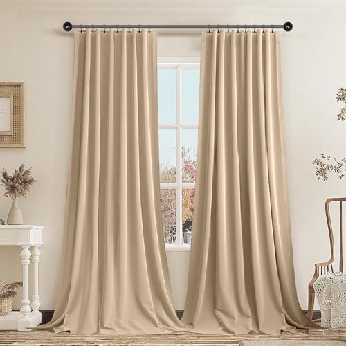 PLODAXE 2er Set Samtvorhang Kräuselband, Schöne Samt Gardinen Verdunkelung Multifunktionsband, Thermogardine, Velvet Vorhang Flächenvorhänge Wohnzimmer, Schlafzimmer (H213xB132CM, Amber) von PLODAXE