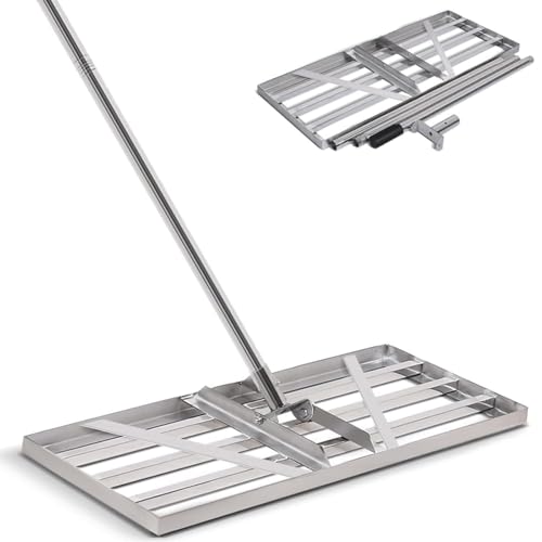 XXXL Profi Rasen Lawn Leveling aus Edelstahl [2m Lange Griff] Garten Rakel Rasen Nivellierungsrechen Rasenschieber, Gartengras Werkzeug Flächenebner Levelingrake, für Hof, Garten, Golfplatz, 85*35cm von PLODAXE