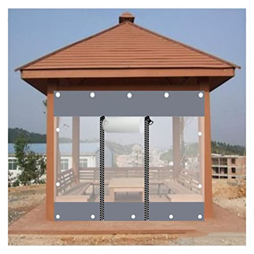 PLOEA Plane für Pergola Transparente wasserdichte Plane mit Reißverschluss 0,5mm Dicke Klare Plane Staubdicht für Pavillon, Veranda, Terrasse (Color : Clear Gray, Size : 2.1x2.2m) von PLOEA