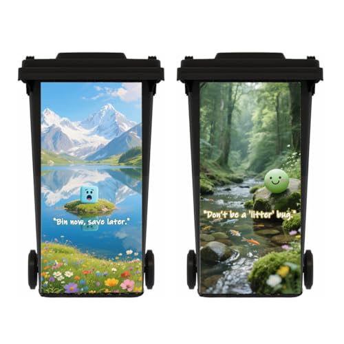 PLOIKM 2 Blätter Mountain Wheelie Bin Sticker Selbstkleber STANDBIN -Aufkleber Dekorative Abziehbild für Hausdekoration, Kühlschrank, Wand, Innen im Freien PLOIKM 2 Blätter Mountain Wheelie Bin Sticker Selbstkleber STANDBIN -Aufkleber Dekorative Abziehbild für Hausdekoration, Kühlschrank, Wand, Innen im Freien von PLOIKM