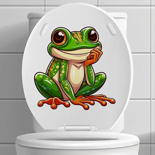 PLOIKM 3–9 Stück niedlicher Frosch-Toilettendeckel-Aufkleber, wasserfest, selbstklebend, Badezimmer-Wandaufkleber, kinderfreundliche, lustige Badezimmer-Dekoration, ungiftiges PVC von PLOIKM