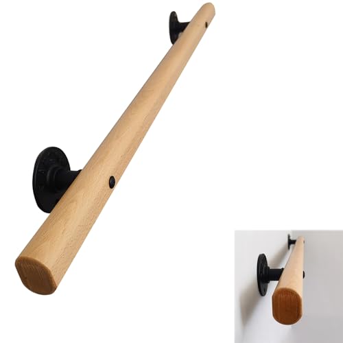 Robuste Wandmontage-Holzhandläufe,Holztreppengeländer im Innenbereich,Rutschfester Treppenhandlauf for Das Leitgeländer Im Kindergarten Zu Hause(200cm) von PLONARFIX