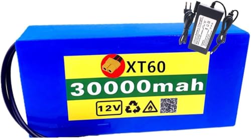 12V 30ah Lithium Akku Hochleistungs Lithium-Ionen Akku Wasserdichter PVC Akku with Charger für Eine Solarlampe Sightseeing Auto Usw for 500W 250W 12V 30Ah,XT60 von PLPLKTNNKK