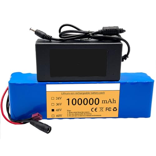 48V 100Ah E-Bike-Akku 13S3P Lithium-Ionen-Akku für Elektrofahrräder mit 50W – 500W Elektromotorräder mit 54,6V 2A Ladegerät SM von PLPLKTNNKK