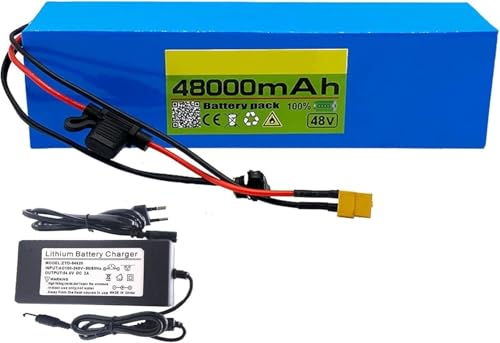 48V 48Ah Elektrofahrradakku mit BMS-Schutz E-Bike-Akku Hochleistungs-Scooter-Lithiumbatterien für 200W 350W 400W 500W 1000W Motor mit 42V 2A Ladegerät 48V 48Ah,XT60 48V 48Ah Elektrofahrradakku mit BMS-Schutz E-Bike-Akku Hochleistungs-Scooter-Lithiumbatterien für 200W 350W 400W 500W 1000W Motor mit 42V 2A Ladegerät 48V 48Ah,XT60 von PLPLKTNNKK