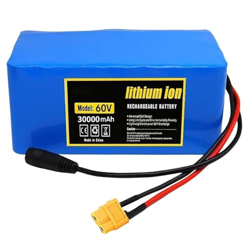 60V 30Ah E-Bike-Akku 16S2P Elektrofahrrad-Akku mit BMS-Schutzplatine Lithium-Akkupack für 200W-1000W Motoren mit 67,2V 2A-Ladegerät XT30+JST von PLPLKTNNKK
