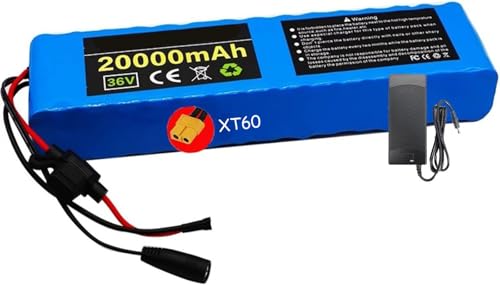 E-Bike Pedelec Akku 36V 20ah 10s3p Fahrrad Li-Ionen-Akkupack Eingebauter BMS mit Ladegerät PVC Batterie für Elektrisches Selbstausgleich Scooter 36V 20Ah,XT60 von PLPLKTNNKK