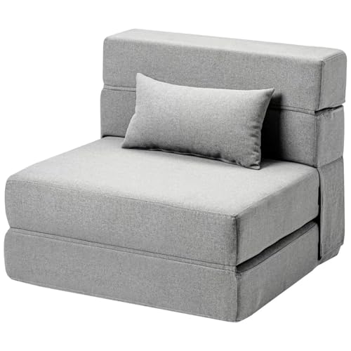 PLPLKTNNKK Folding Sleeping Chair Guest Sofa with Sleep Function Folding Mattress with Memory Foam & Cushion for Wohnzimmer Schlafzimmer Außenbereich Büro Schule Grey,72 * 76 * 70cm von PLPLKTNNKK