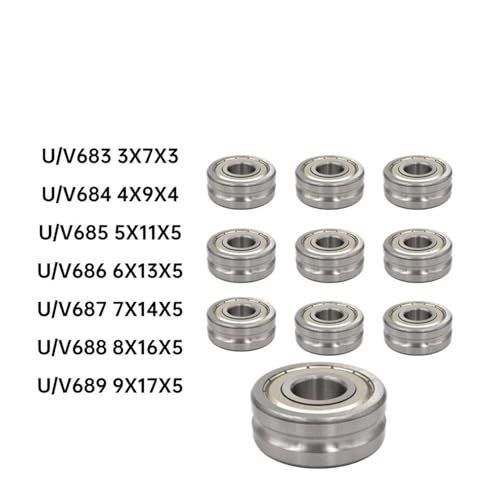 10 Stück Mikrorillenlager 683 684 685 686 687 688 689 UVH Rillenrichtscheibe 3 * 7 * 3(684 4x9x4,10PCS_U-GROOVED) von PLTMGHVF