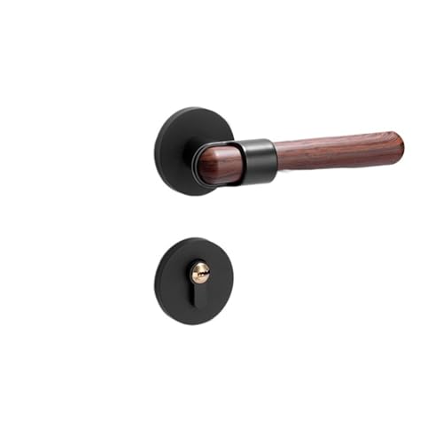 Holzmaserung Griff Türschloss Schlafzimmer Küche leise Riegelschloss Home Hardware(Black,No Key-For Toilet) von PLTMGHVF