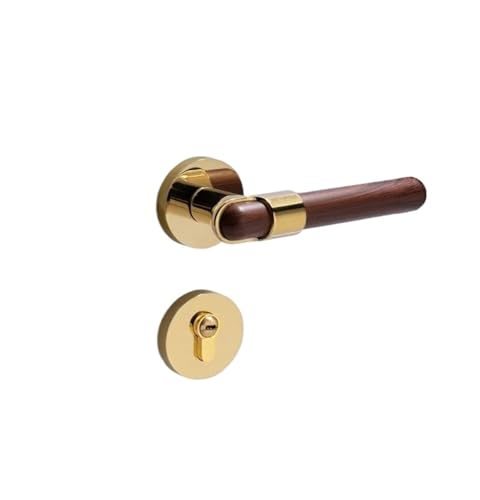 Holzmaserung Griff Türschloss Schlafzimmer Küche leise Riegelschloss Home Hardware(Gold,With Key-For Door) von PLTMGHVF