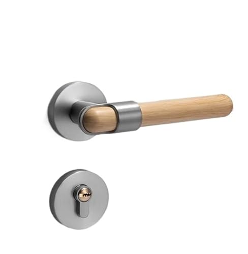 Holzmaserung Griff Türschloss Schlafzimmer Küche leise Riegelschloss Home Hardware(Silver,With Key-For Door) von PLTMGHVF
